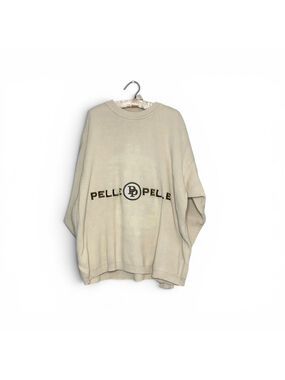 Vintage Pelle Pelle Knit Sweater Cream Logo Dollar sign Hip Hop Y2K Mens